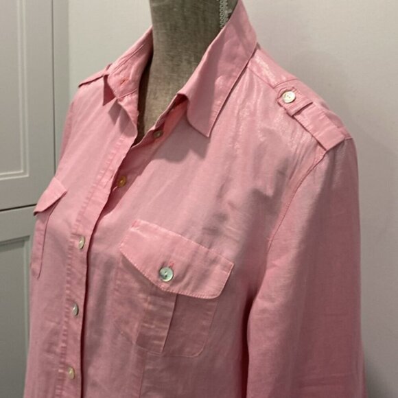Allison Daley Pink Button Down Shirt size 10 - Picture 2 of 16